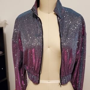 Sparkly Cropped Retro Long Sleeved Jacket